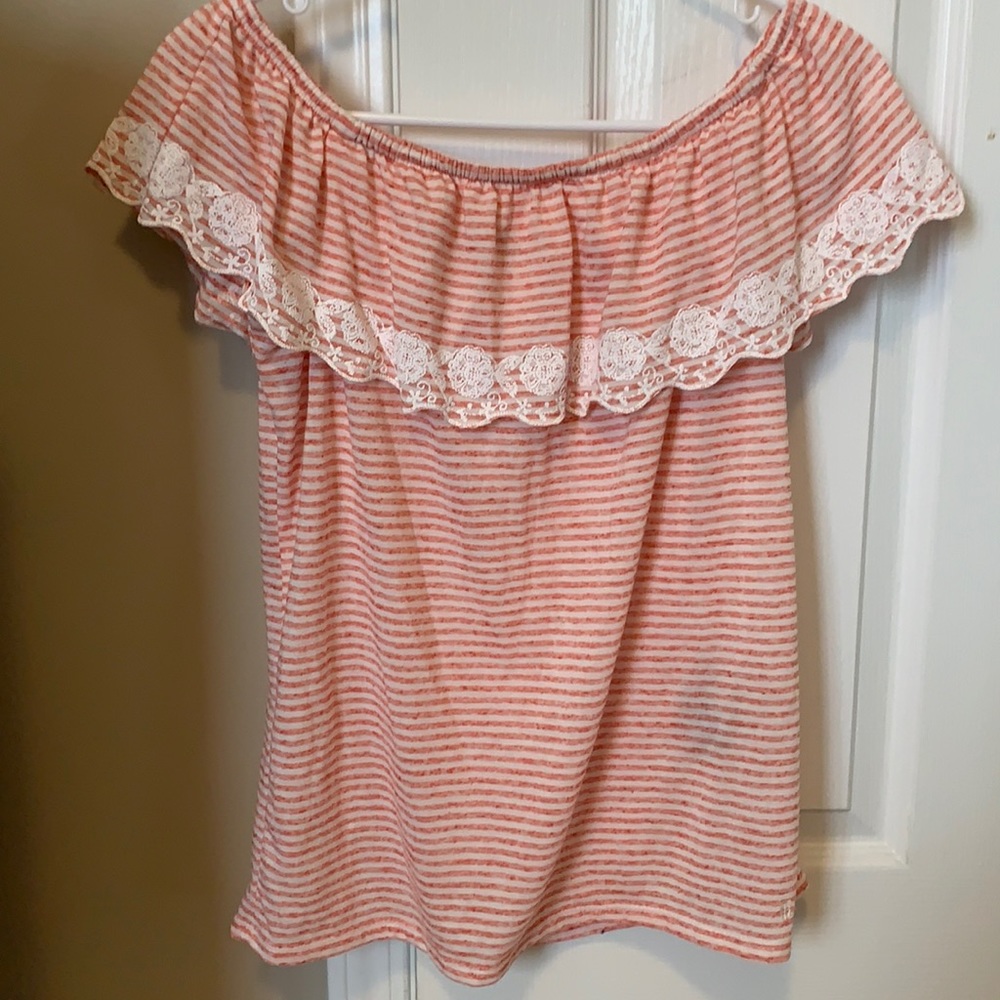 Tommy Hilfiger Shirt Pink/White Size Small EUC